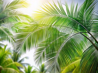 Artistic Outline of Palm and Coconut Leaves Against a Transparent Background for Creative Projects and Designs