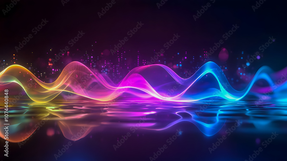 Aufkleber abstract colorful waves with reflections on water surface creating a vivid dreamlike atmosphere of l