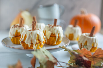 festive autumn pumpkin cupcakes with fresh pumpkin