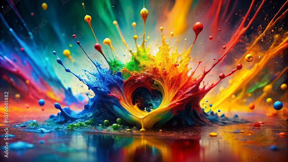 Poster a vibrant burst of colorful paint splashes on a canvas, capturing the essence of creativity and arti