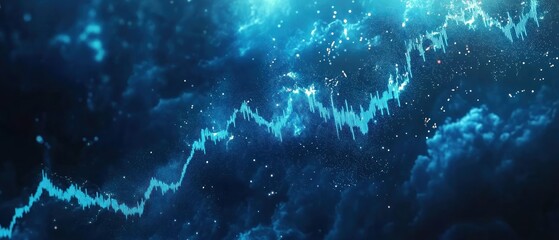 Obraz premium Abstract depiction of a fluctuating line against a cosmic background.