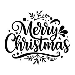 Obraz premium Elegant Black Merry Christmas Text. Bold Christmas Greeting in Black. Sleek and Modern Christmas Font.