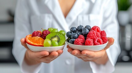 Professional nutritionist advising on portion sizes for achieving balanced nutrition pathway in healthy lifestyle coaching session