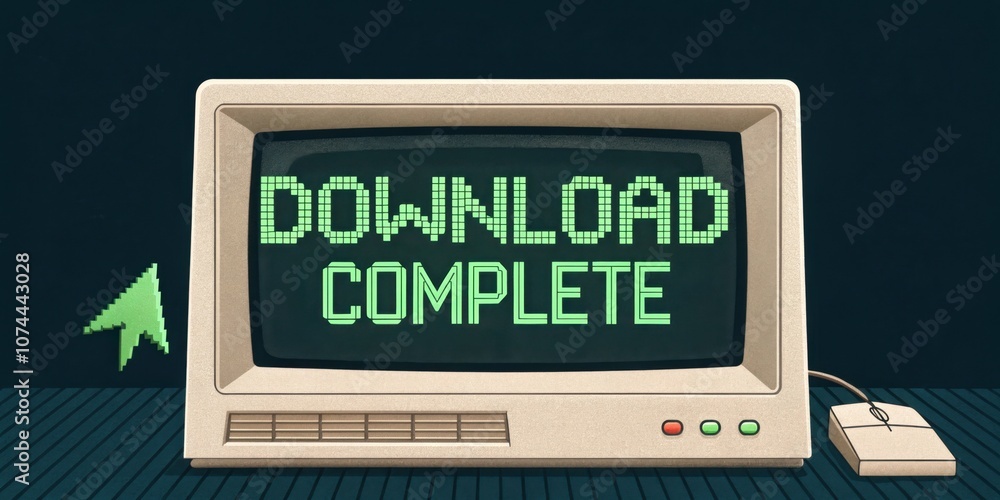 Poster vintage terminal notification a simplistic oldschool terminal style popup appears with a green font 