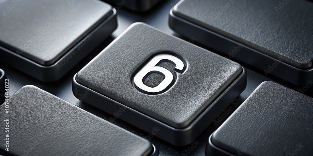 Poster black computer keyboard key featuring number 6 in a clean and stylish design, perfect for illustrati