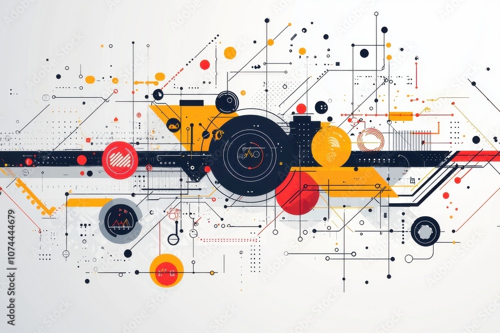 Poster graphic design of abstract tech network pattern