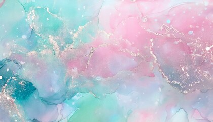 Fototapeta premium A soft watercolor background in pastel shades like pink, lavender, and mint