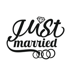Just Married typography vector art illustration