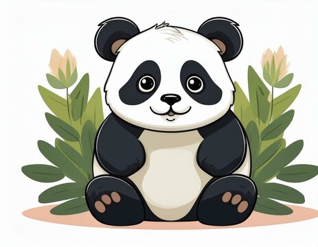 recommend clip art: Cartoon funny panda isolated on white background