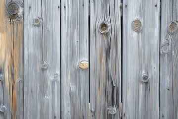 Fototapeta premium Close-up of weathered wooden fence with visible knots and grain