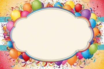 Colorful frame with colorful balloons for birthday card decoration