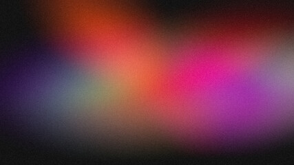 Vibrant color flow grainy gradient backdrop design. Abstract pink purple red orange black color wave, glowing curved shaped seamless colors, noise texture effect, website header design, banner.