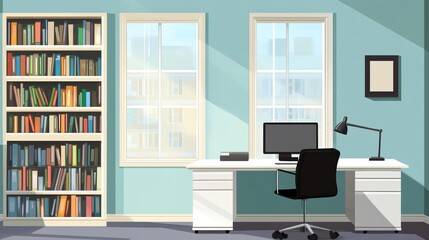 office interior with laptop