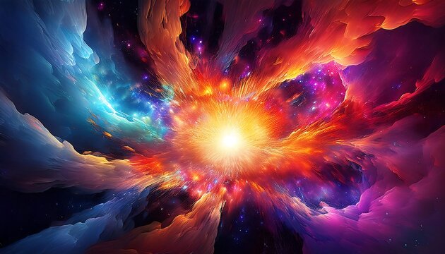 A colorful explosion of energy symbolizing the sudden and profound effects of the Higgs field activation.