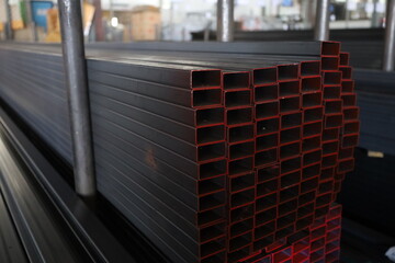 steel pipe product group square pipe Construction steel products such as black steel pipes, image...