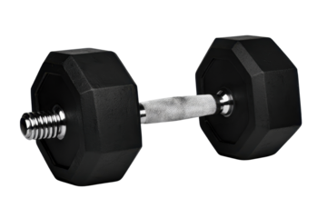 Black dumbbell on white isolated background.
