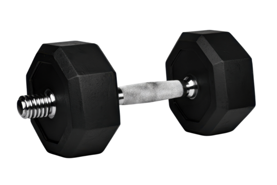 Black dumbbell on white isolated background.