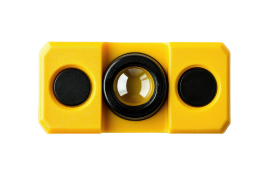 Yellow spirit level tool on a white isolate background