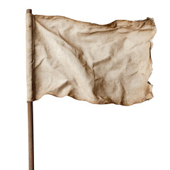 Old, tattered flag on a white isolate background.