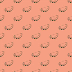 Seamless pattern with watermelon doodle for decorative print, wrapping paper, greeting cards, wallpaper and fabric