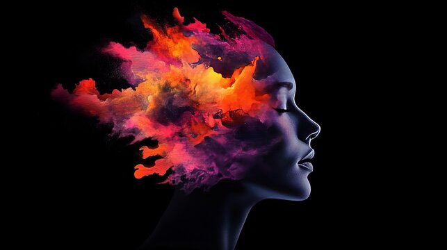 Exploding Mind A Vibrant and Colorful Illustration of Creativity, Imagination, and Thought.