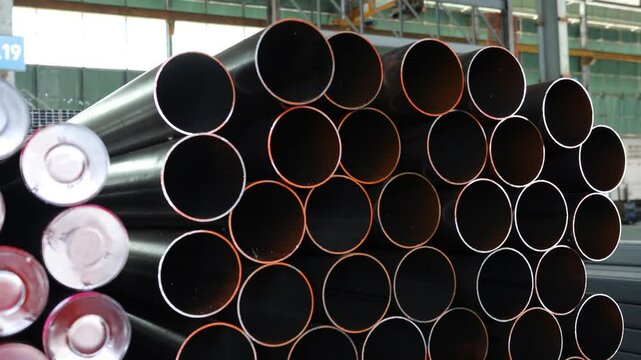 steel pipe product group square pipe Construction steel products such as black steel pipes, image ideas, examples of steel products.metal warehouse industry, delivery to customers.