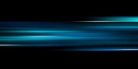 Moving fast laser beams of light isolated on black background. Abstract speed light effects. Lens flare. Horizontal rays glowing in the dark