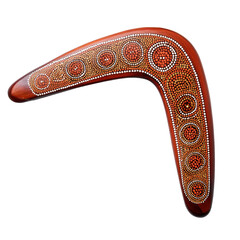 A beautifully designed boomerang showcasing traditional indigenous patterns. transparent background