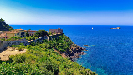 View of Napoleon’s Villa dei Mulini in Portoferraio on Elba island