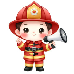 Cute Firefighter Clipart, Watercolor Firetruck Clipart, Helmet, Dalmatian, Extinguisher, Hydrant, Station for Scrapbooking, Card Making
