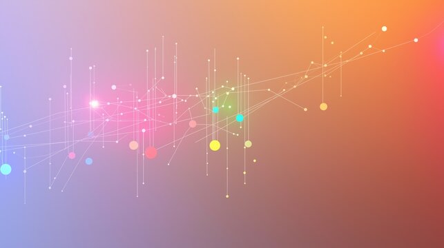 Colorful Glowing Data Points Create a Minimalist Scatter Plot on a Modern Gradient Background