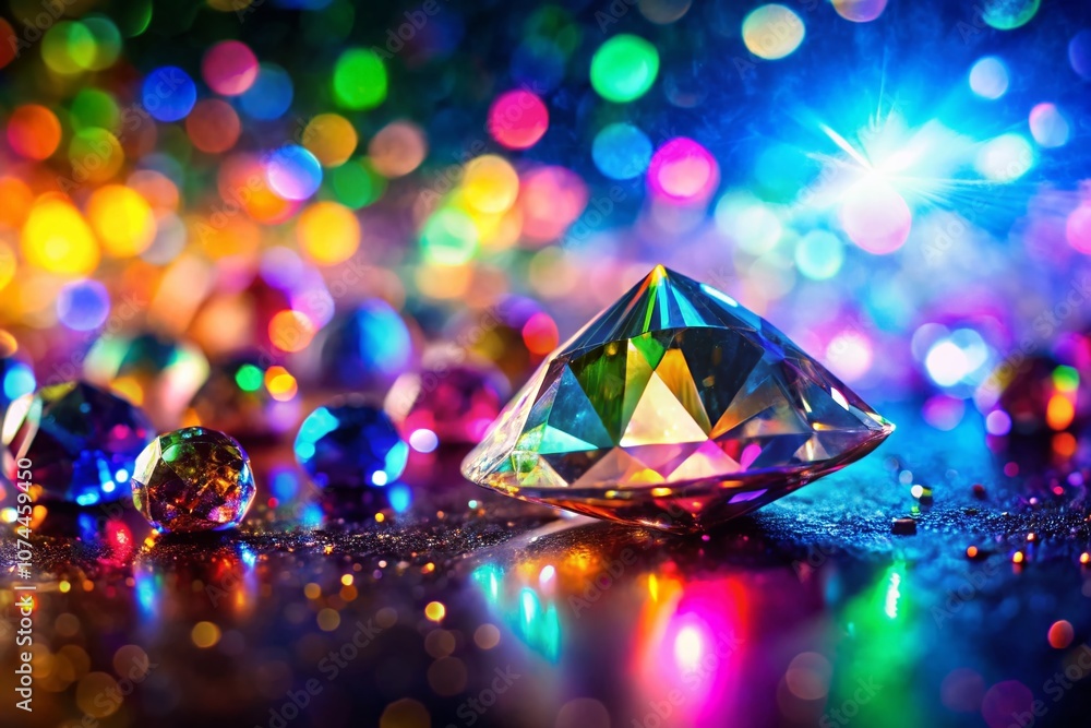 Aufkleber captivating silhouette photography of colorful prism light background with sparkling gemstones enhan