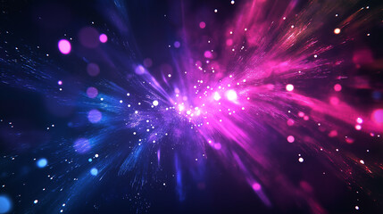Abstract Neon Explosion of Pink and Blue Lights in Motion - Futuristic Energy Burst