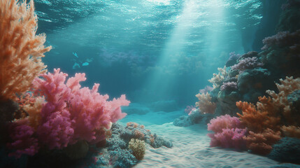 Colorful Coral Reef Under Sunlight