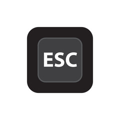 Esc white 3D button on white background. Computers particles keyboards. Vector illustration.