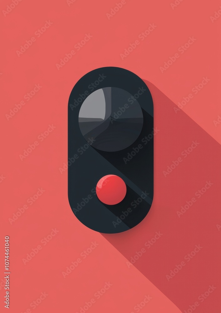Poster a red button with a black circle on it