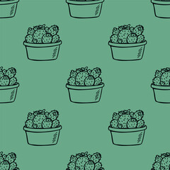 Obraz premium Seamless pattern with cactus doodle for decorative print, wrapping paper, greeting cards and fabric