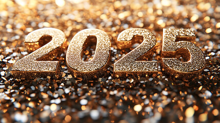 2025 New Year with Sparkling Gold and Festive Glow