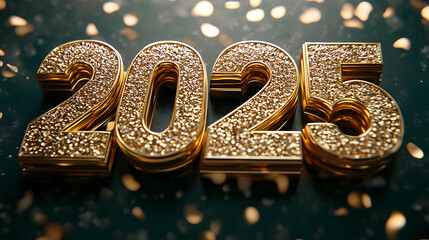 2025 New Year with Sparkling Gold and Festive Glow