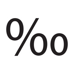Black per mille mark symbol sign icon logo
