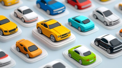 Colorful Car Models Showcase Transportation Variety and Design