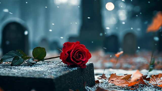 Ethereal Graveyard with a Single Rose