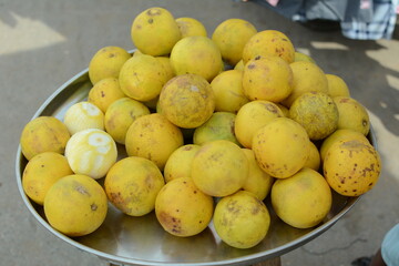 Rustic Lemons Displayed in Metal Tray