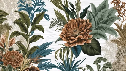 Antique Botanical Drawing Featuring an Array of Intricate Plants and Lush Greenery