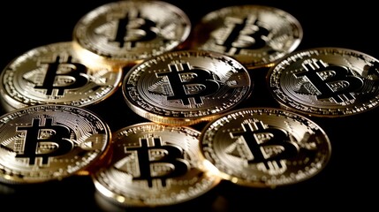 bitcoin, virtual currency, gold coins,