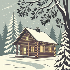 a realistic pencil sketch of a serene winter landscape: