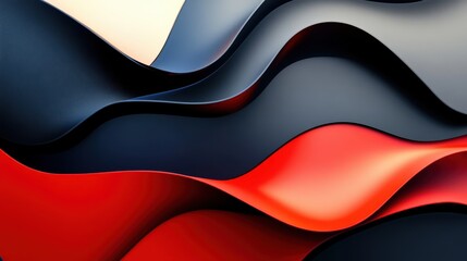 Abstract Wavy Background in Red, Blue, and Black
