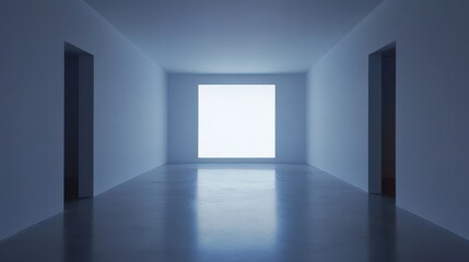 Obraz premium Minimalist Interior with Bright Window and Two Open Doorways