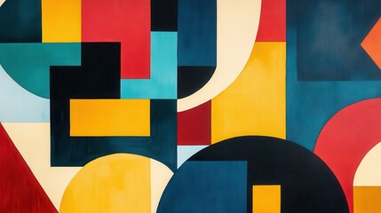 Abstract Geometric Pattern with Red, Yellow, and Blue Shapes