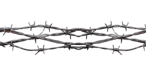 a wire fence with barbed wire.